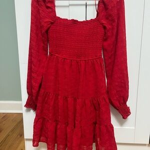 Red Long Sleeve Kids Dress